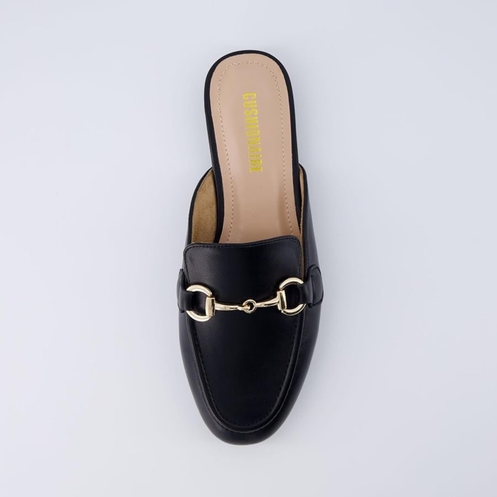Cushionaire Women Black Horsebit Mule Loafers Flat Slip On Shoes Size 7M NEW